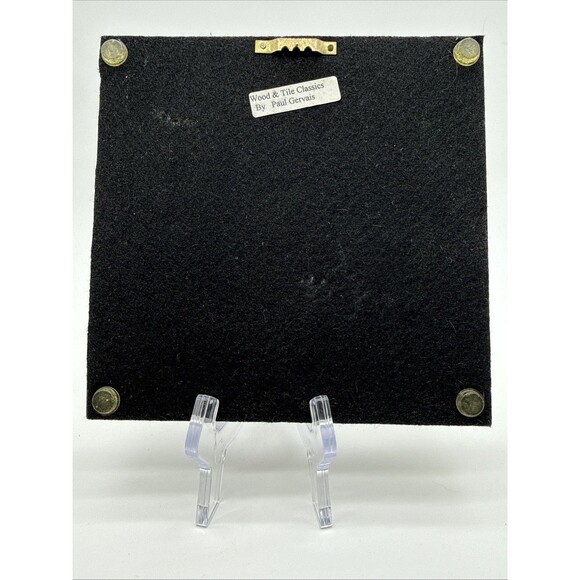 Vtg Delft blue & white ceramic Framed Tile Boy Playing Hoop By Paul Gervais - Picture 2 of 7